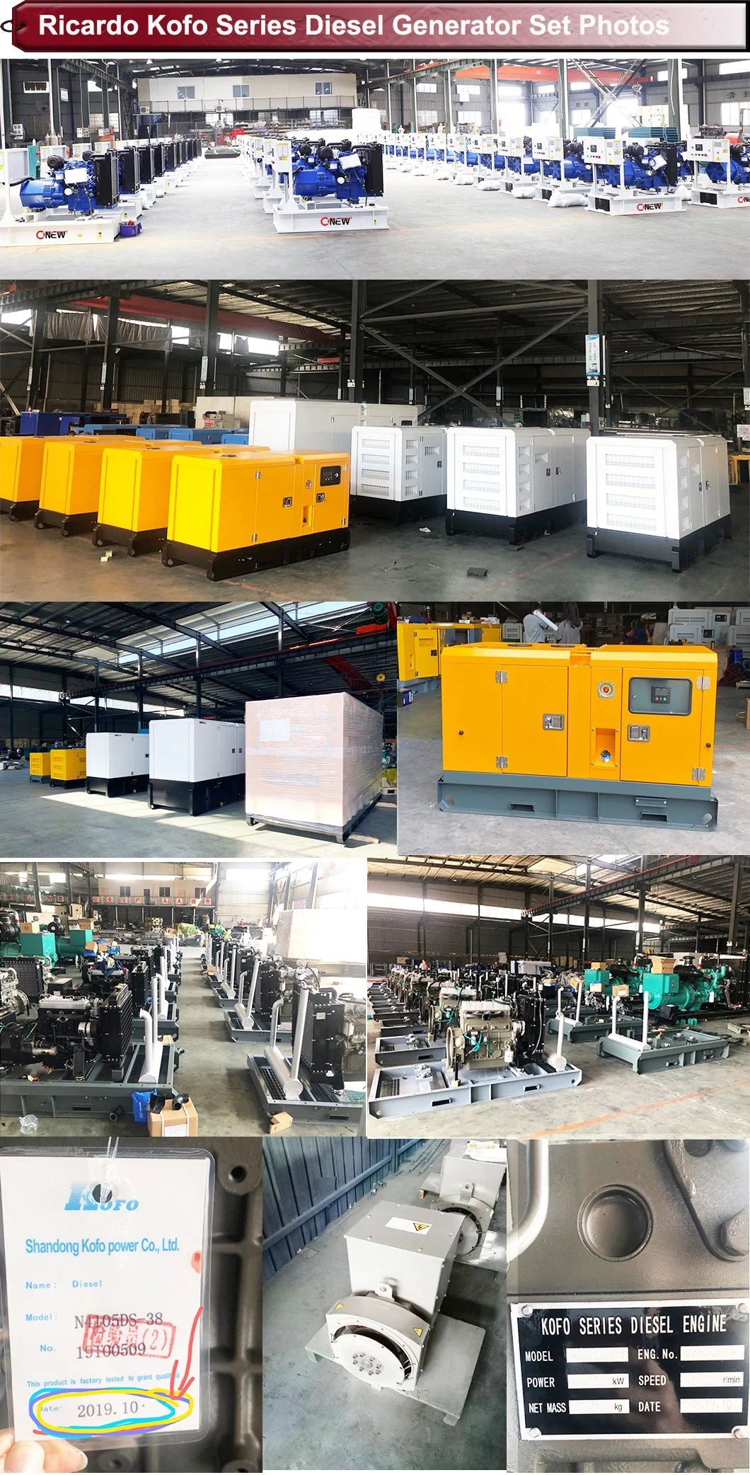 100kVA 300kw Soundproof Big Power Electric with /Deutz/Weifang/Wechai Ricardo Engine Diesel Electric Power Silent Generating Generator Set Price List